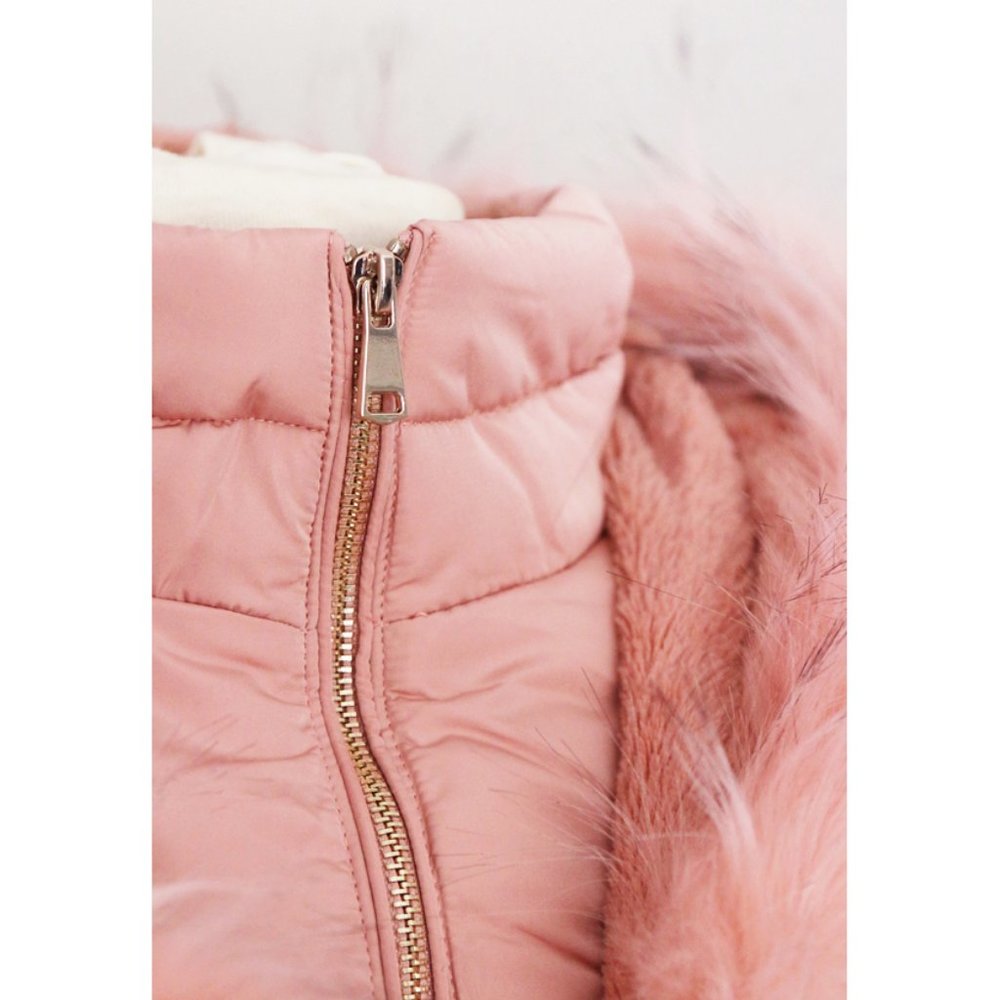 NEW Blush Pink Faux Fur Lined Puffer Coat Jacket - Picture 8 of 14